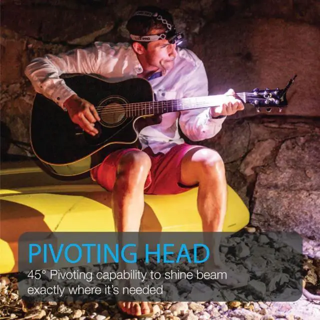 Alt view image 7 of 7 - LP345V2 LED Headlamp - Bright 300 Lumen Head Lamp for Outdoors Camping & Hiking - 6 Light Modes White Green & Red Light - IPX4 Waterproof - Adjustable Headband - Batteries Included - 2 Pack