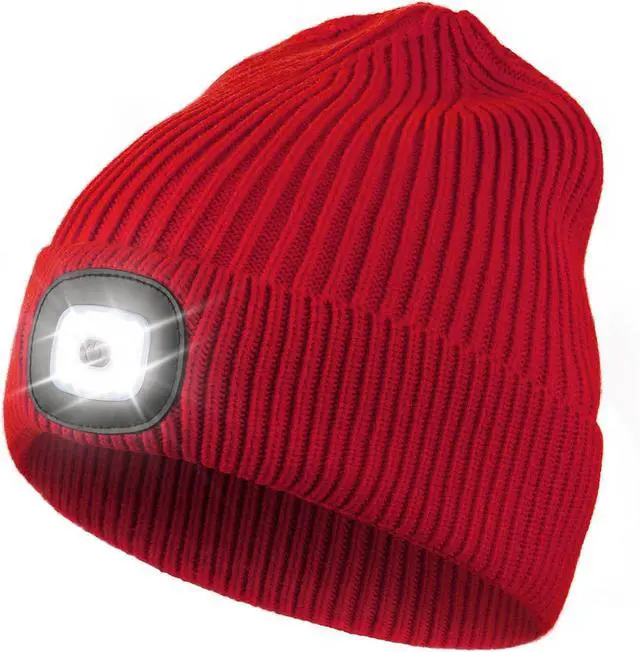 Main image of Unisex Hat with Light USB Rechargeable LED Beanie Winter Warm Knitted Headlamp Hat Gifts for Men Him Dad Husband
