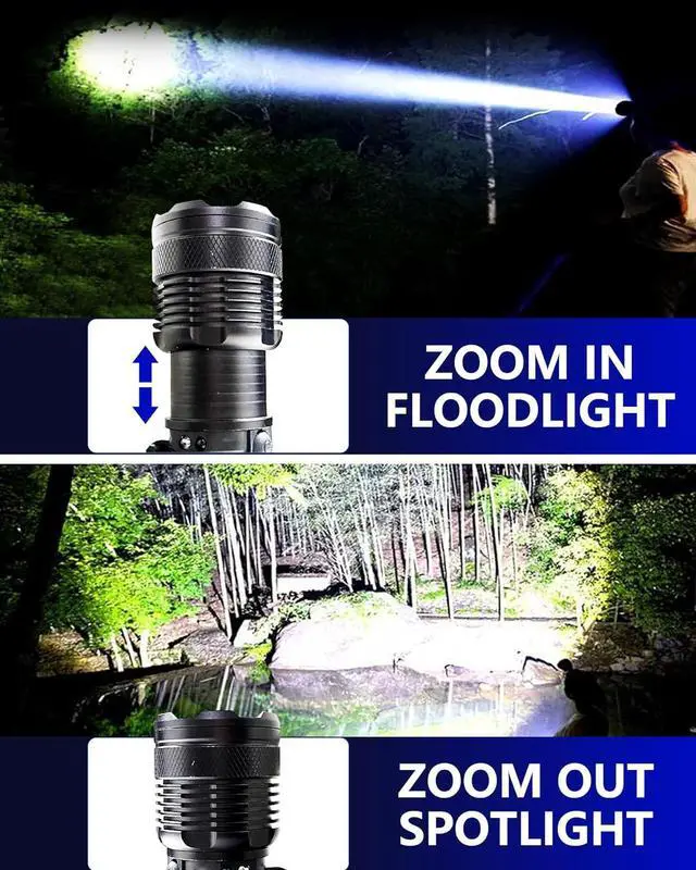 Alt view image 3 of 7 - Headlamp Rechargeable -100 000LM Bright LED Head Lamp 40H Runtime Waterproof Head Lights for Forehead 3Mode Headlight 90° Adjustable & Zoomable Headlamps for Adults Camping Fishing Hiking