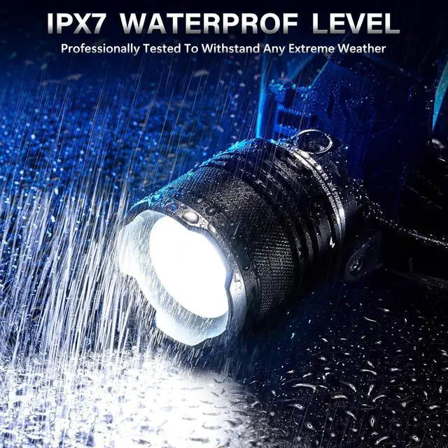 Alt view image 7 of 7 - LED Rechargeable Headlamp 4500 High Lumens, 95 Hours Endurance Head Lamp with Zoomable & 12 Modes & IPX7 Waterproof & 125° Adjustable, Super Bright Head Light for Outdoor, Camping, Hard Hat