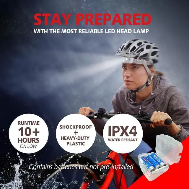 Alt view image 2 of 7 - 2 Pack LED Headlamp Flashlight for Adults & Kids Camping Hiking Glow in The DarkHead Lamp with White & Red Light Comfortable Headband Lightweight & Waterproof with 6 AAA Batteries