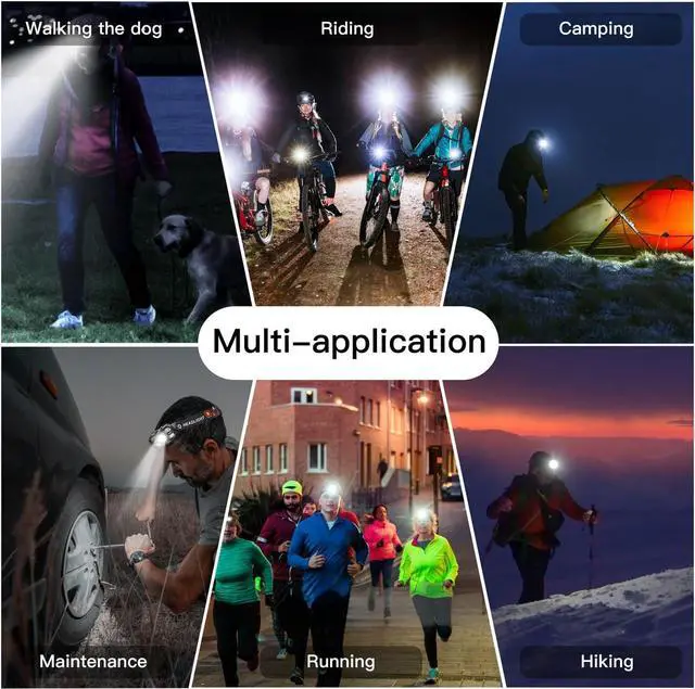 Alt view image 7 of 7 - 2 Pack Headlamp Flashlight Head Lamps led Rechargeable Headlight Motion Sensor Head Lamp 10 Mode for Outdoor Camping Gear Hiking Fishing Running Cycling Headlight Emergency Lights for Home