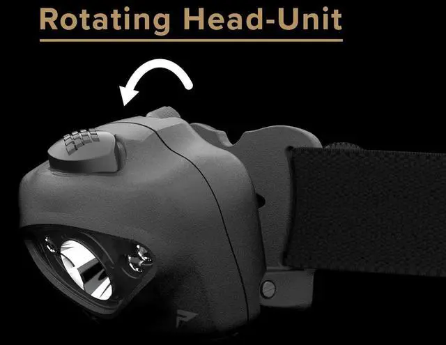 Alt view image 5 of 7 - Vizz Headlamp 550 Lumen Dimmable LED IPX7 Water Resistance Essential Outdoor Accessory for Hiking Backpacking Camping Running and Safety Preparedness Black Tactical
