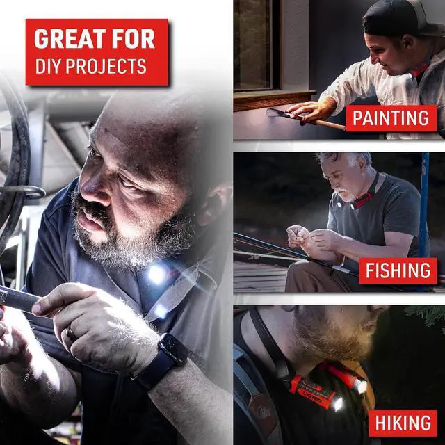 Alt view image 3 of 7 - ANYWEAR Rechargeable Neck Light for Hands-Free Lighting - NK15 Perfect Light for Mechanics Camping Hunting DIY Projects Reading