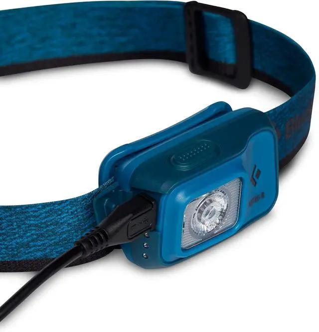 Alt view image 4 of 5 - Astro 300-R Rechargeable LED Headlamp Dimmable IPX4 Rainproof Headlamp for Camping Hiking Running Work Travel Azul