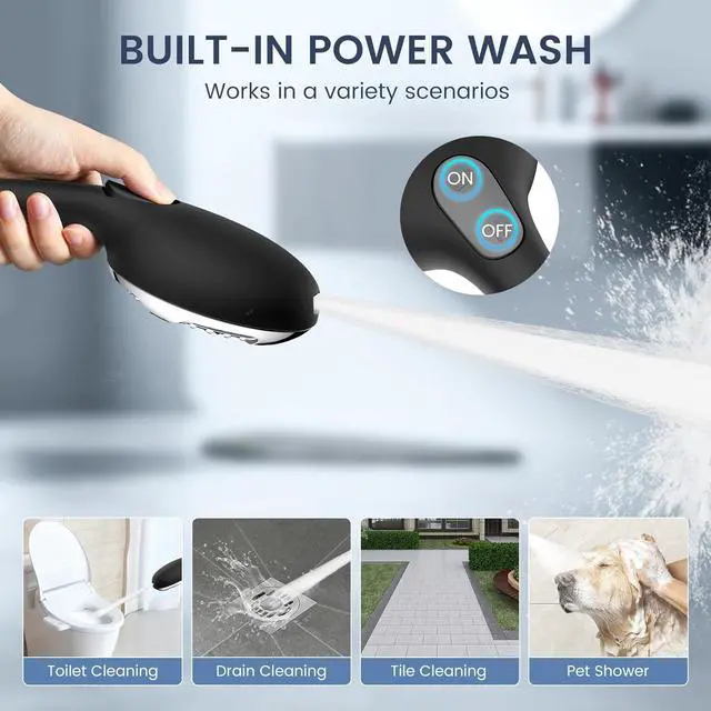 Alt view image 6 of 7 - Filtered Shower Head with Handheld High Pressure 7-Spray Showerhead with Filters for Hard Water - Remove Chlorine Reduce Dry Itchy Skin Anti-clog Nozzles Power Wash to Clean Tub Tile & Pet