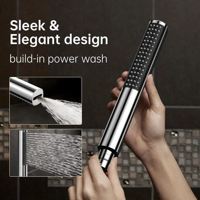 Alt view image 5 of 7 - 10 Luxurious All Metal Rain Shower Head with Handheld Spray Combo High Pressure Rainfall Square Shower Heads with Extention Arm Wide Dual Showerhead Bathroom Accessories Chrome Silver