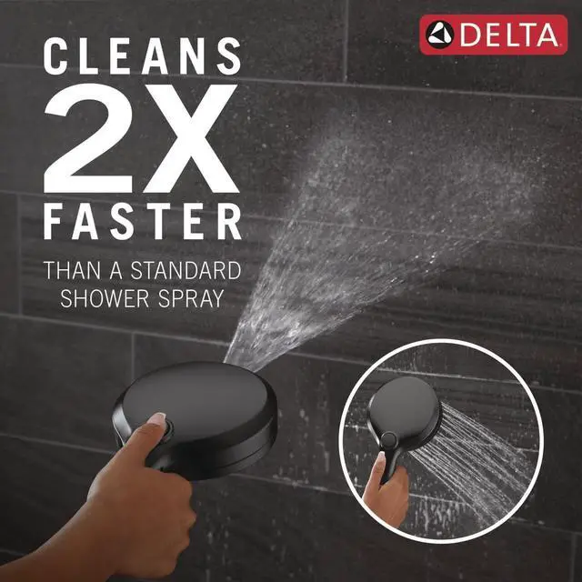 Alt view image 2 of 7 - Faucet 6-Setting In2ition 2-in-1 Dual Shower Head with ProClean Spray Matte Black Round Shower Head with Hose Hand Held Shower Head Matte Black 75655BL