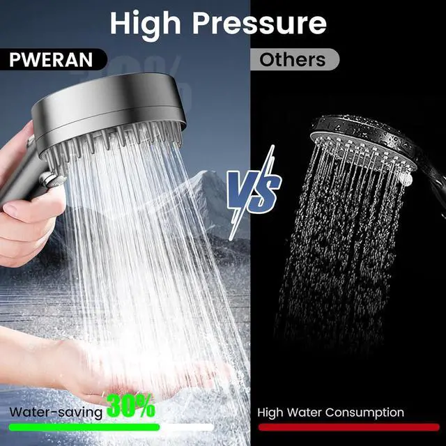Alt view image 2 of 7 - Filtered Shower Head with Handheld, High Pressure 4 Spray Mode Showerhead with Filters, Water Softener Filter Beads for Hard Water with ON/OFF Switch for Pets - Remove Chlorine (Gray)