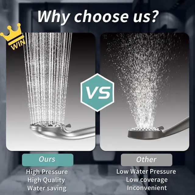 Alt view image 3 of 6 - Shower Head High Pressure 8-Mode Handheld Shower Heads - Anti-clog Nozzles with Stainless Steel Hose and Adjustable Overhead Bracket Handheld Spray Combo