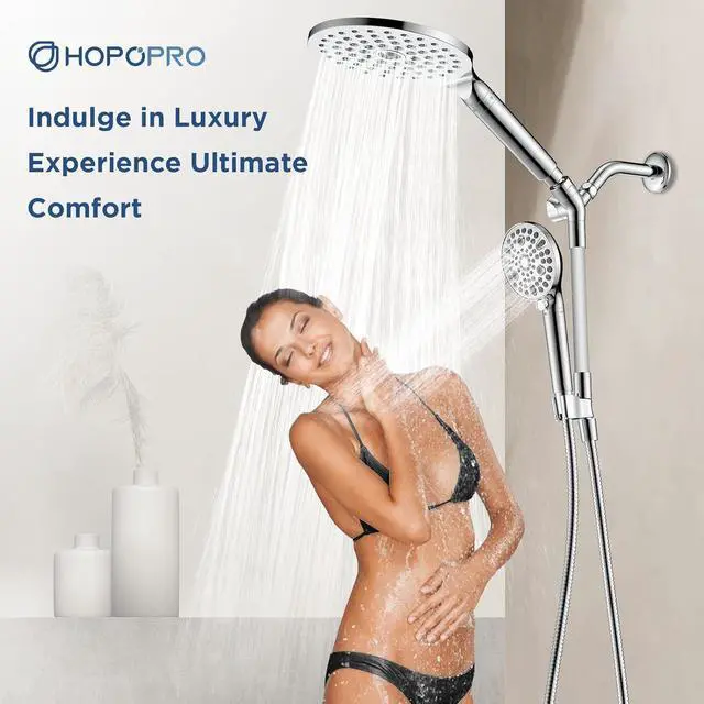 Alt view image 4 of 6 - Dual Filtered Handheld Shower Heads Combo 15-Mode High Pressure Rainfall Showerheads Combo Set with Filter for Hard Water Removes Chlorine Improves Skin Hair Condition Chrome