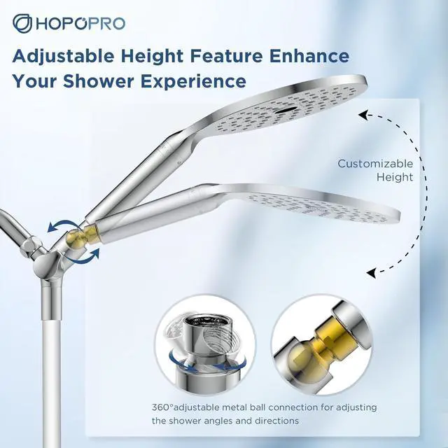 Alt view image 5 of 6 - Dual Filtered Handheld Shower Heads Combo 15-Mode High Pressure Rainfall Showerheads Combo Set with Filter for Hard Water Removes Chlorine Improves Skin Hair Condition Chrome