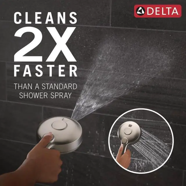 Alt view image 2 of 7 - Faucet 5-Setting HydroRain 2-in-1 Dual Shower Head with ProClean Spray Satin Nickel Round Shower Head with Hose Hand Held Shower Head Satin Nickel 75419SN