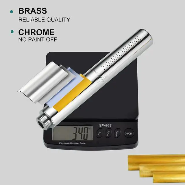 Alt view image 2 of 7 - Homipro Chrome Brass 2 In 1 Function High Flow Handheld Shower Head Set High Pressure 7 Inch Chrome Finish Shower Head Sprayer Hand Shower Wand with 59 Inch Hose Bracket