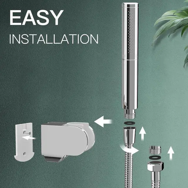 Alt view image 5 of 7 - Homipro Chrome Brass 2 In 1 Function High Flow Handheld Shower Head Set High Pressure 7 Inch Chrome Finish Shower Head Sprayer Hand Shower Wand with 59 Inch Hose Bracket