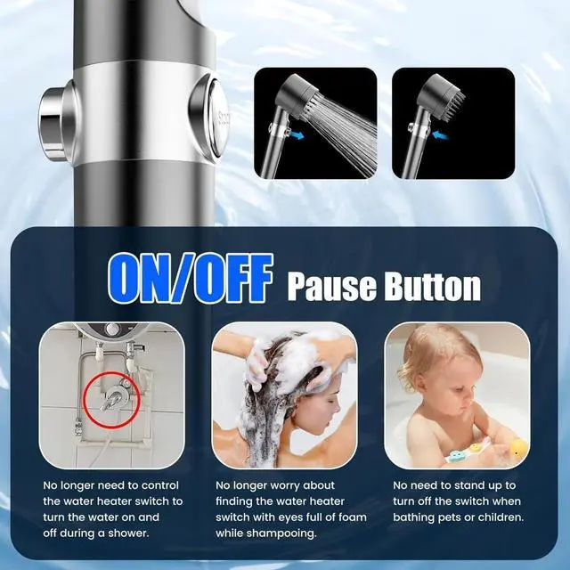 Alt view image 6 of 7 - Filtered Shower Head with Handheld High Pressure 4 Spray Mode Showerhead with Filters Hard Water Detachable Shower Head with Showerhead with Filters and 59 Inch Hose Bracket