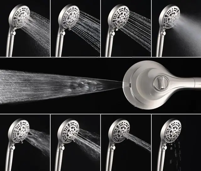 Alt view image 4 of 7 - Nickel 2.5GPM Shower Head with Handheld High Pressure: 10 Rainfall Shower Head & HandHeld Shower Head 10 Spray Settings Detachable Shower Head with ON/OFF Switch and 15-Stage Filter
