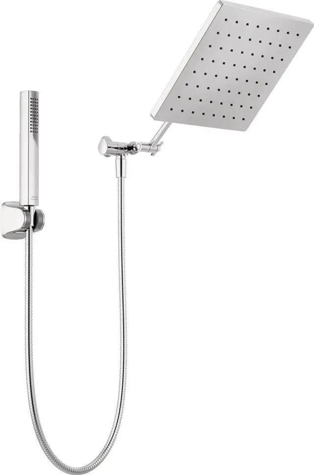Main image of Faucet 10-inch Raincan Shower Head and Hand Held Shower Combo Chrome Square Shower Head Rainfall Shower Head Hand Shower High Pressure Shower Head 1.75 GPM Flow Rate Chrome 75527