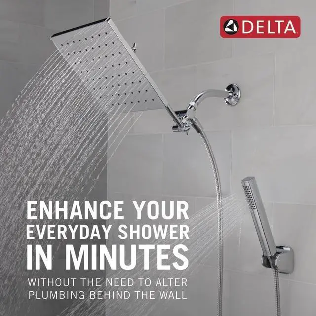 Alt view image 2 of 7 - Faucet 10-inch Raincan Shower Head and Hand Held Shower Combo Chrome Square Shower Head Rainfall Shower Head Hand Shower High Pressure Shower Head 1.75 GPM Flow Rate Chrome 75527