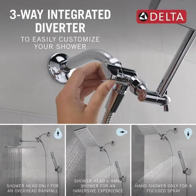 Alt view image 3 of 7 - Faucet 10-inch Raincan Shower Head and Hand Held Shower Combo Chrome Square Shower Head Rainfall Shower Head Hand Shower High Pressure Shower Head 1.75 GPM Flow Rate Chrome 75527