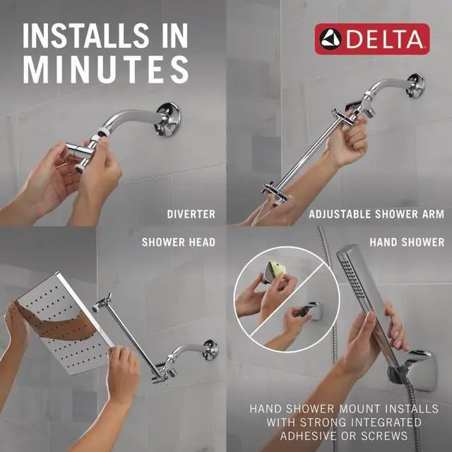 Alt view image 5 of 7 - Faucet 10-inch Raincan Shower Head and Hand Held Shower Combo Chrome Square Shower Head Rainfall Shower Head Hand Shower High Pressure Shower Head 1.75 GPM Flow Rate Chrome 75527