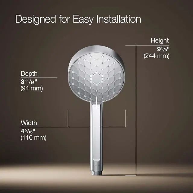 Alt view image 3 of 7 - 72415-G-CP Awaken G110 Three-Function Handshower Handheld Showerhead with 3 Spray Settings 1.75 GPM Polished Chrome