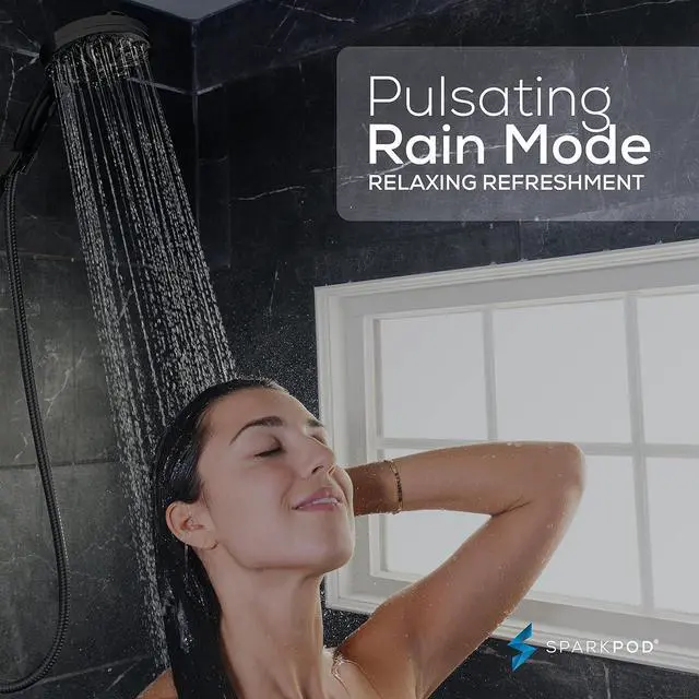Alt view image 7 of 7 - 10-Mode Handheld Shower Head with Hose - 5 High Pressure Shower Head Set with Touch-to-Clean Nozzles Built-In Power Jet Stainless Steel 6ft Hose & Bracket (Midnight Black Matte)