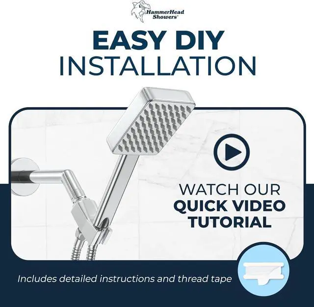 Alt view image 5 of 7 - ? ALL METAL Square Handheld Shower Head with Hose and Brass Holder - CHROME - 2.5 GPM High Pressure Shower Heads with Adjustable Shower Wand Bracket - 6ft Flexible Extension