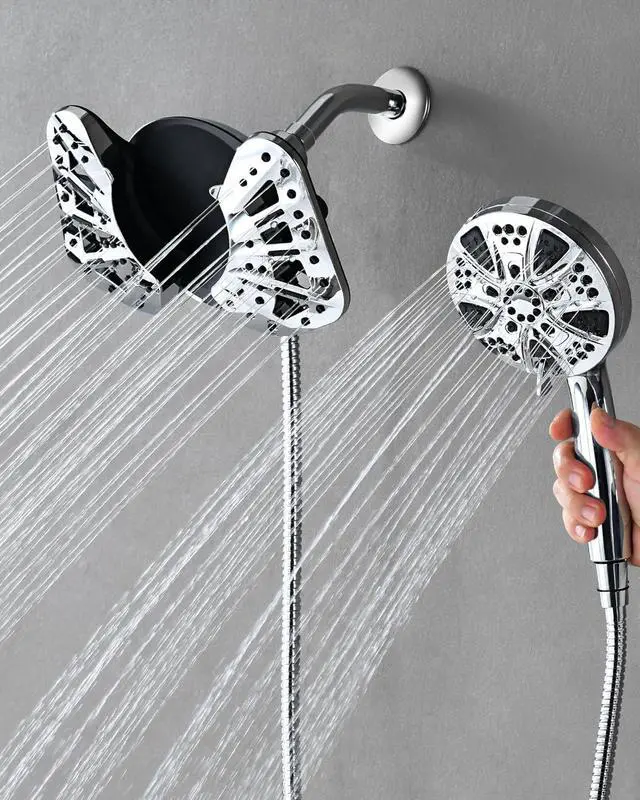 Alt view image 2 of 6 - Dual High Pressure Shower Head: 10 Inch 2-in-1 Shower Heads with Handheld Spray Combo Anti-leak 10 Modes Hand Held Showerhead & Adjustable Rain Shower Head with Hose 60 Built-in Power Wash