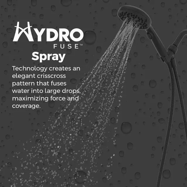 Alt view image 2 of 7 - HydroFuse Handheld Shower Head Hose Included 6-Function 2.5 GPM Spot Defense Matte Black Finish 016HF01SDB