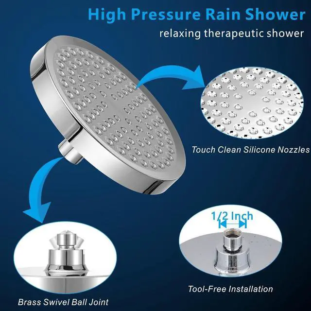 Alt view image 6 of 7 - High Pressure Rain Shower Head with Handheld Spray Combo Hand Held Filter Showerhead with Self-adhesive Holder and 59 Hose (Round Chrome)