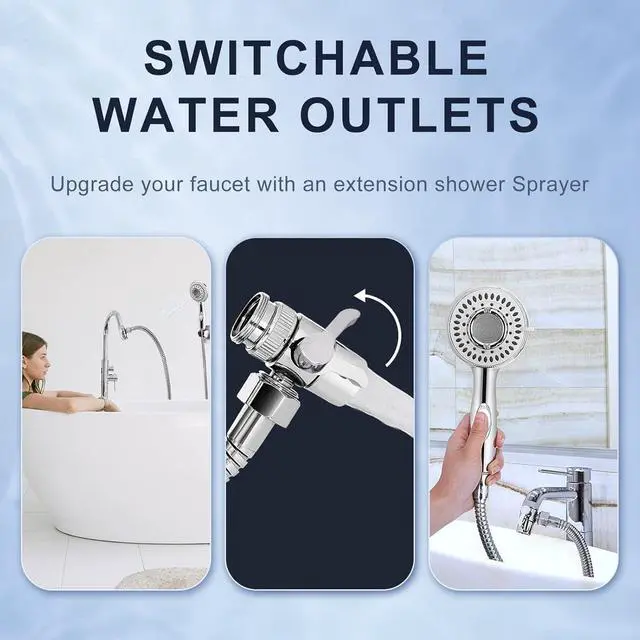 Alt view image 3 of 7 - Shower Head Sink - Faucet Bathtub Hose Sprayer Attachment with 9 Adapters 79 Hose for Hair Washing Pet Dog Rinse & Baby Bath ON/OFF Extension for Tub Faucet Utility Sink Laundryroom Garden