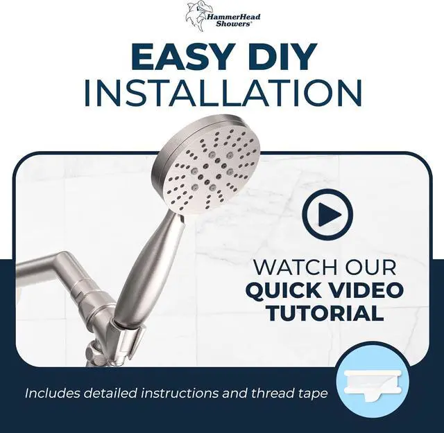 Alt view image 7 of 7 - ? ALL METAL 3-Spray Handheld Shower Head with Long Hose and Holder - BRUSHED NICKEL - 2.5 GPM High Pressure Shower Head with Handheld Sprayer - WIDE MASSAGE and MIST Sprays