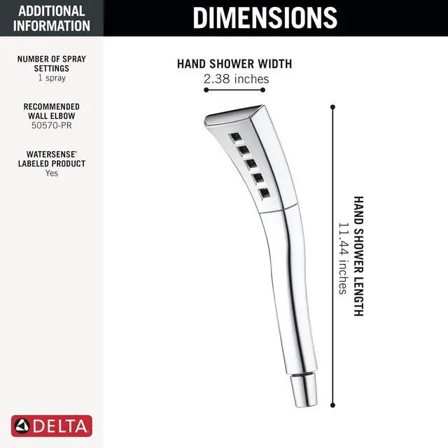 Alt view image 3 of 7 - Faucet Single-Setting H2Okinetic Hand Held Shower Chrome Handheld Shower Head Shower Wand Hand Shower Handheld Shower Detachable Shower Head Lumicoat Chrome 59421-PR-PK