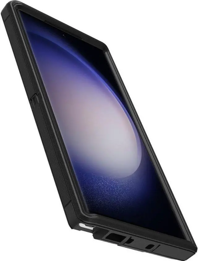 Alt view image 3 of 4 - Galaxy S23 Ultra (Only) - Defender Series Case - Black Rugged & Durable - with Port Protection - Case Only - Microbial Defense Protection - Non-Retail Packaging