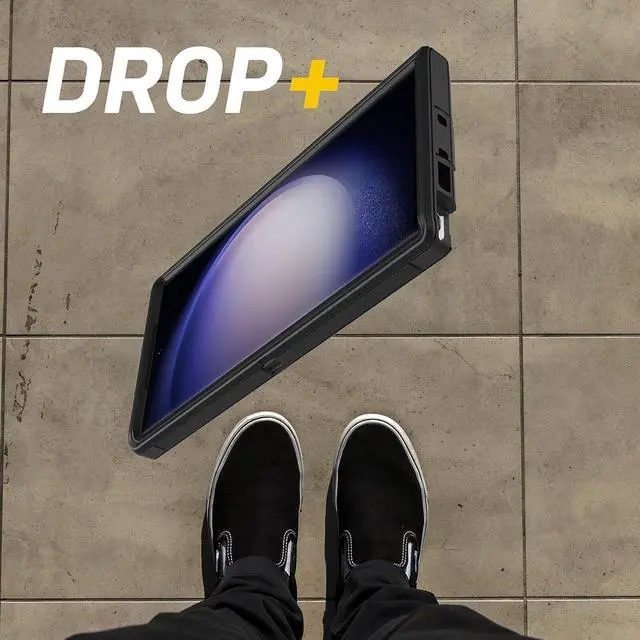 Alt view image 4 of 4 - Galaxy S23 Ultra (Only) - Defender Series Case - Black Rugged & Durable - with Port Protection - Case Only - Microbial Defense Protection - Non-Retail Packaging