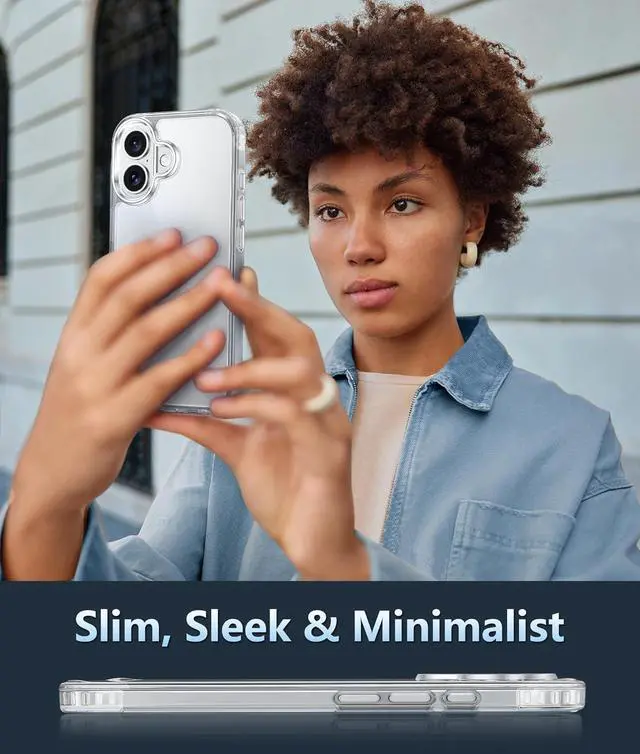 Alt view image 6 of 6 - for iPhone 16 Case: Clear Military Grade Drop Protection Anti Yellowing Slim Case - Rugged Shockproof Protective Transparent Cell Phone Cover(Clear)