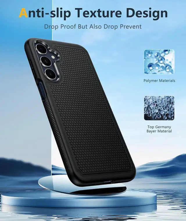 Alt view image 3 of 7 - for  Galaxy A16-5G Case: Dual Layer Protective Heavy Duty Cell Phone Cover with Non Slip Textured Back - Shockproof Rugged Military Grade Drop Protection Bumper Tough Black