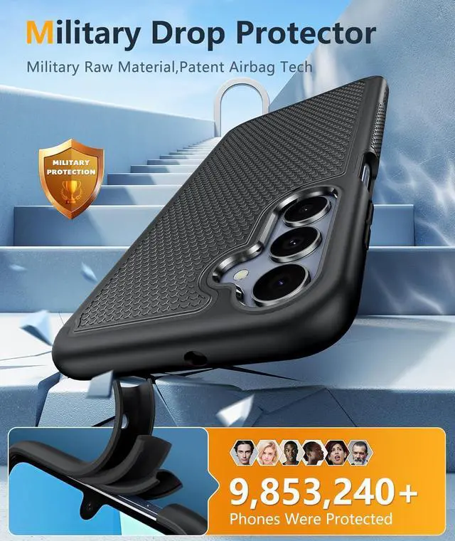 Alt view image 5 of 7 - for  Galaxy A16-5G Case: Dual Layer Protective Heavy Duty Cell Phone Cover with Non Slip Textured Back - Shockproof Rugged Military Grade Drop Protection Bumper Tough Black