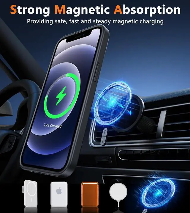 Alt view image 4 of 7 - for iPhone 12 Phone Case: for iPhone 12 Pro Magnetic Matte Textured Military Grade Drop Protection Translucent Cell Cover - Slim Durable Shockproof Protective Bumper