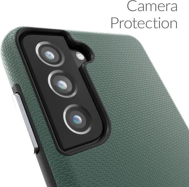 Alt view image 3 of 7 - Dual Guard for Galaxy S21 Case Shockproof Protection Dual Layer Case for  Galaxy S21 S21 5G (6.2 inch) - Forest Green
