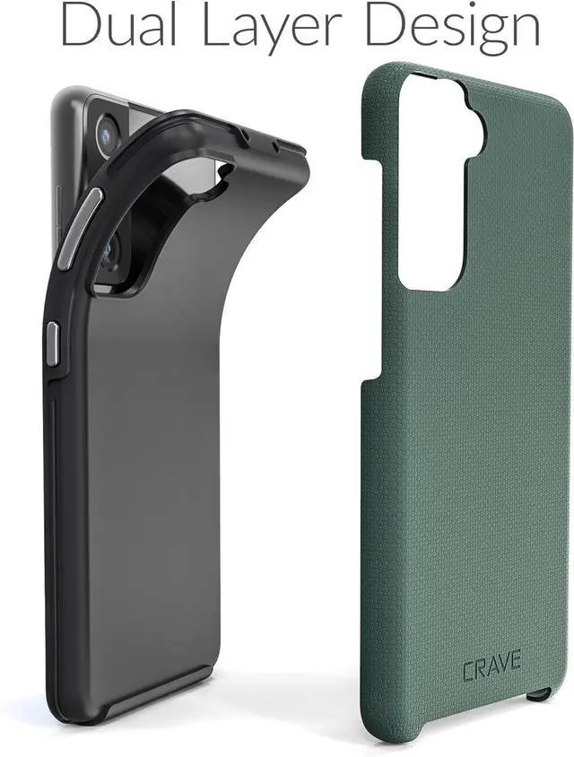 Alt view image 4 of 7 - Dual Guard for Galaxy S21 Case Shockproof Protection Dual Layer Case for  Galaxy S21 S21 5G (6.2 inch) - Forest Green