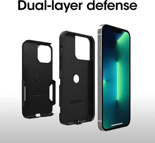 Alt view image 5 of 7 - iPhone 13 Pro Max & iPhone 12 Pro Max Commuter Series Case - Black Slim & Tough Pocket-Friendly with Port Protection