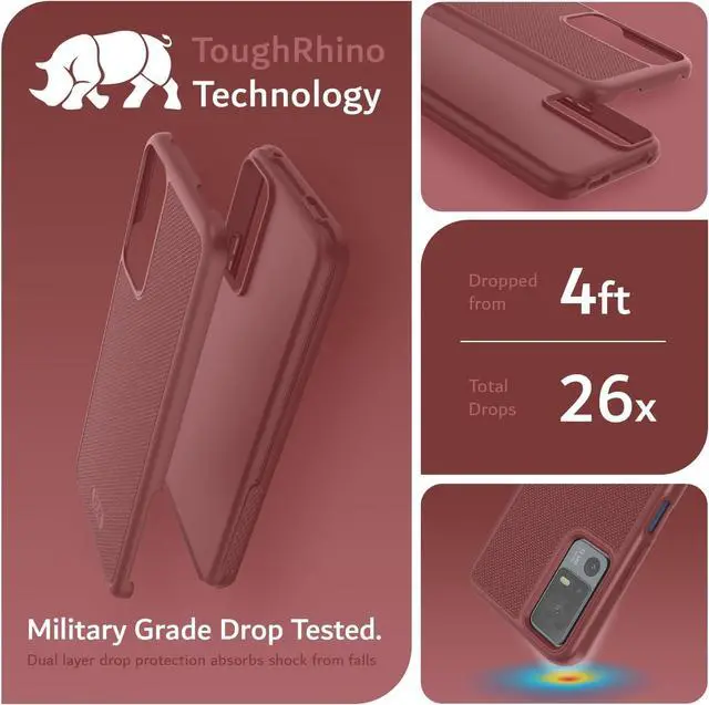Alt view image 3 of 7 - MergeGrip Designed for Lively Jitterbug Smart 4 Phone Case [Military Grade Drop Tested] Shockproof Slim Dual Layer Tough Heavy Duty Protective Phone Case Cover for Seniors (Burgundy)