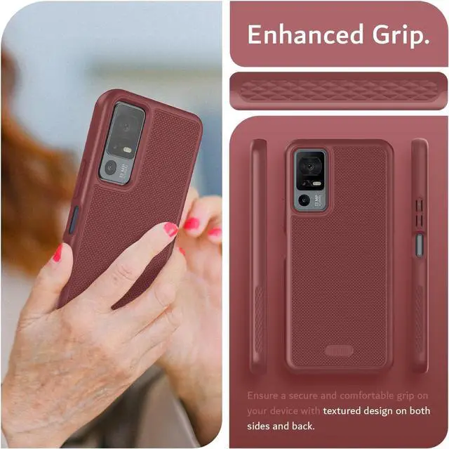 Alt view image 4 of 7 - MergeGrip Designed for Lively Jitterbug Smart 4 Phone Case [Military Grade Drop Tested] Shockproof Slim Dual Layer Tough Heavy Duty Protective Phone Case Cover for Seniors (Burgundy)