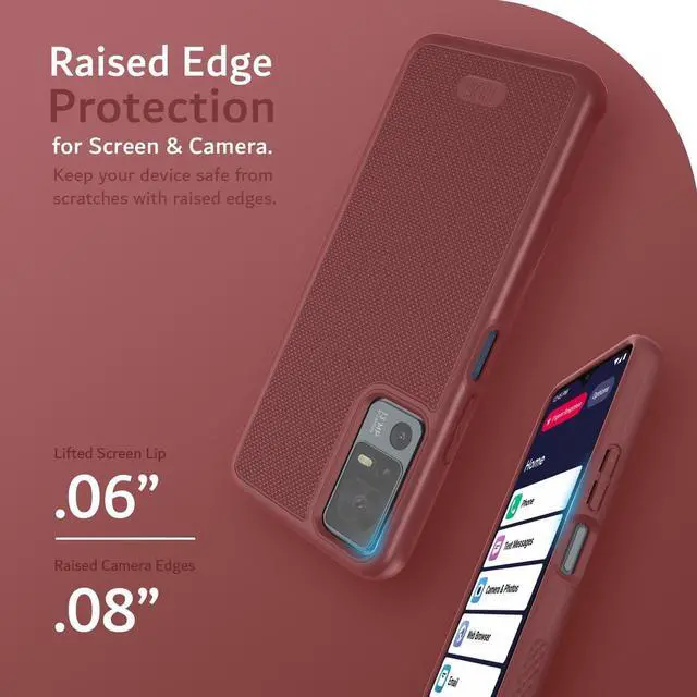 Alt view image 5 of 7 - MergeGrip Designed for Lively Jitterbug Smart 4 Phone Case [Military Grade Drop Tested] Shockproof Slim Dual Layer Tough Heavy Duty Protective Phone Case Cover for Seniors (Burgundy)