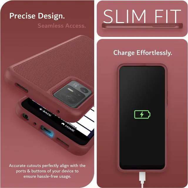 Alt view image 6 of 7 - MergeGrip Designed for Lively Jitterbug Smart 4 Phone Case [Military Grade Drop Tested] Shockproof Slim Dual Layer Tough Heavy Duty Protective Phone Case Cover for Seniors (Burgundy)