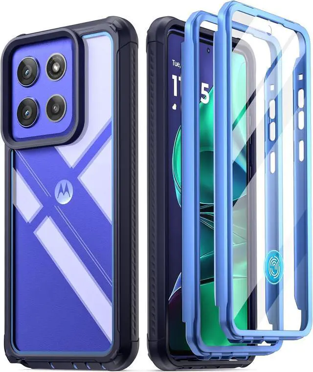 Main image of Guardian Case for Motorola Moto G Stylus 5G 2025 [Screen Protector Works with Fingerprint ID] [20 FT Mil-Grade Drop Tested] Full-Body Hybrid Shockproof Bumper Cover Blue/Clear