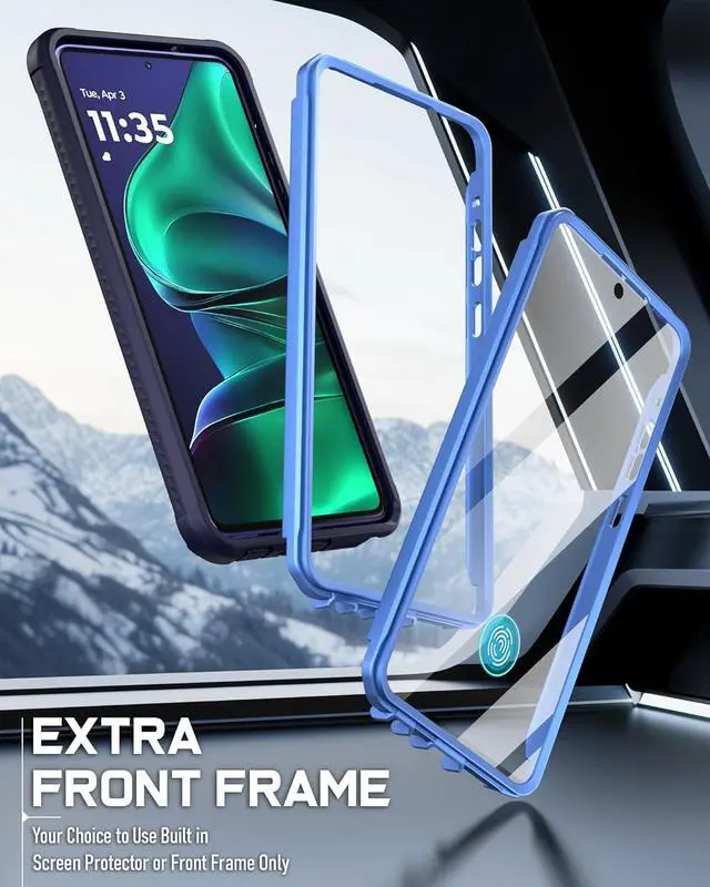 Alt view image 4 of 7 - Guardian Case for Motorola Moto G Stylus 5G 2025 [Screen Protector Works with Fingerprint ID] [20 FT Mil-Grade Drop Tested] Full-Body Hybrid Shockproof Bumper Cover Blue/Clear