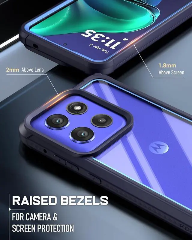 Alt view image 7 of 7 - Guardian Case for Motorola Moto G Stylus 5G 2025 [Screen Protector Works with Fingerprint ID] [20 FT Mil-Grade Drop Tested] Full-Body Hybrid Shockproof Bumper Cover Blue/Clear